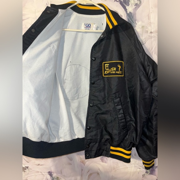 vintage "English Mark Darts" satin bomber jacket 80s Black Men’s Large - Picture 5 of 6